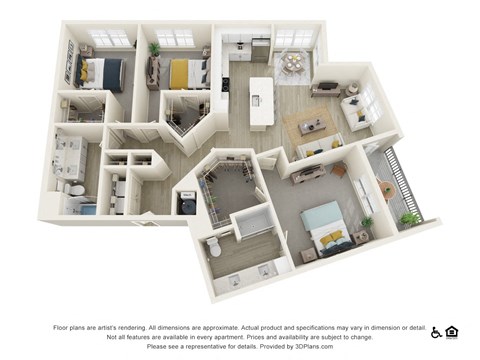 Floor plan for 3 beds, 2 baths, 1527 sqft